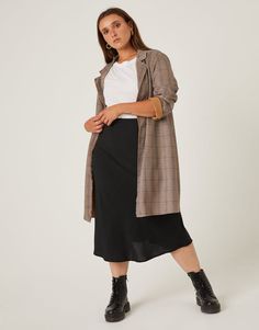 Plus Size Bias Cut Midi Skirt – 2020AVE Work Dresses Plus Size, Business Casual Plus Size Outfits Winter, Midsize Midi Skirt Outfit, Plus Size Outfits Formal, Plus Size Business Attire Professional, Academia Outfits Plus Size, Office Outfits Women Plus Size Workwear, Plus Size Outfits Classy, Professional Outfits Women Plus Size Work Wear