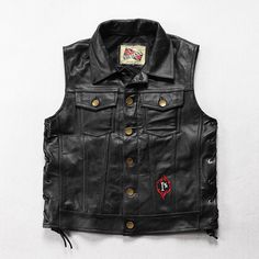 Motorcycle Enthusiasts! Want to create a layered outfit? The Flame Knight Cowhide Motorcycle Leather Vest is a good choice for you. Because wearing a leather vest will expose your underlying shirt or top. A long sleeve shirt or sweatshirt with a good vest is enough to keep you warm when riding in cold temperatures. Features: 2.75-3.0 oz (1.1-1.2 mm) medium weight Cowhide Premium Leather shell Twin front chest pockets with buttons Reinforced armholes are big enough Smooth mesh cotton Lining Side Biker Vest Outfit Men, Sleeveless Vest Biker Jacket For Fall, Sleeveless Biker Jacket Vest For Fall, Edgy Vest For Biker Events In Fall, Leather Vest Jacket For Fall Biker Events, Casual Leather Vest For Fall, Biker Streetwear Tops For Fall, Punk Style Vest For Streetwear In Fall, Biker Style Tops For Fall Streetwear