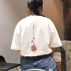 Summer Cute Flower t shirt Easy 30 day return policy Diy Tshirt Painting Ideas Aesthetic, Painting On Tshirts Aesthetic, Hoodie Embroidery Ideas, Elegant Tshirts, Tshirt Design Ideas Trendy, Illustration Tshirt, Shirt Painting, Clothes Embroidery Diy, Trendy Shirt Designs