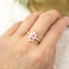 This is made to order ring. Beautiful unheated pink sapphire from Madagascar, weight ranges from 0.60 to 0.7ct, 7x5mm, eye clean 0.08ctw., G color SI clarity accent diamonds Band width: approx. 1.9mm High profile setting, easy stacking with a straight band Made of recycled solid 14k gold Our Dedication All our jewelry is designed and created by Kat with great attention to details and the entire production from casting, stone setting to finishing takes place in New York, USA. All gemstones used i Custom Sapphire Engagement Ring, Peach Sapphire Rings, Ivory Ring, Pink Sapphire Engagement Ring, Purple Sapphire Ring, Pink Sapphire Engagement, Montana Sapphire Ring, Pink Sapphire Ring Engagement, Green Sapphire Ring