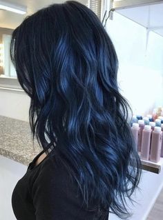 Blue Hair Dye, Midnight Blue Hair, Blue Black Hair Color, Navy Blue Hair, Blue Black Hair, Dark Blue Hair, Hair Color Blue, Hair Images