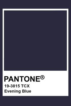 pantone's logo with the words evening blue in white on a black background