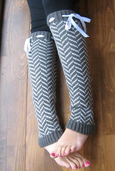 Love these Knitted Leg Warmers, Leggings And Socks, Grey Chevron, Boot Cuffs, Boot Socks, Winter Wear, Leg Warmers, Passion For Fashion