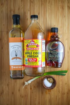 ingredients to make an apple cider recipe on a cutting board