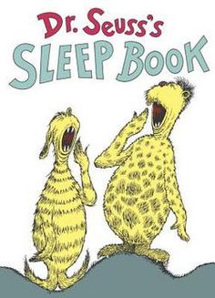 the dr seuss's sleep book is open and shows two yellow dogs with their mouths open