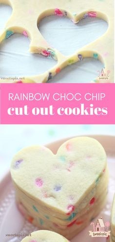 rainbow choo chip cut out cookies on a plate