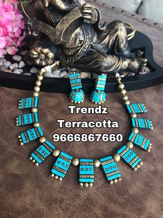 Fashion Art Painting, Necklace Clay, Bamboo Jewelry, Funky Jewellery, Blue Jewellery, Clay Designs, Doll House Crafts