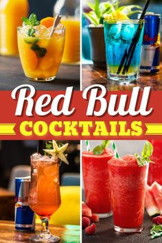 red bull cocktails collage with text overlay