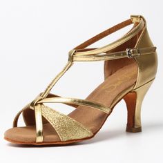 Step into elegance with our gold dance shoes, designed to shine on any stage. Whether you're gracing a wedding aisle or owning the dance floor with Salsa, Bachata, or Kizomba, these shoes guarantee not only style but unmatched comfort. Features: Material: Crafted from glossy patent leather, adding a touch of luxury. Sole: Premium suede superfibre, ideal for Latin and Ballroom dance moves. Heel Height: A poised 7cm (approximately 2.75 inches). Quick Release Buckles: High-quality dance buckles for Gold Closed Toe Sandals For Formal Occasions, Elegant Closed Toe Dance Sandals, Gold Closed Toe Sandals For Gala, Elegant Dance Shoes With Round Toe, Elegant High Heel Sandals For Dance, Elegant Round Toe Dance Shoes, Elegant Fitted Wedding Shoes For Dance, Gold Round Toe Wedding Shoes For Party, Gold Wedding Shoes With Round Toe For Party