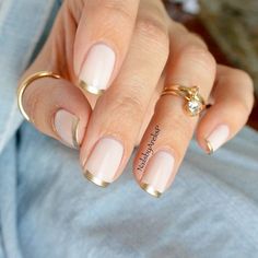 32 French Manicure Designs and Ideas French tip nail designs, Gold Gold Tip Nails, Bad Nails, French Manicure Designs, French Tip Nail Designs, French Manicure Nails, Nude Nail, Nude Nail Designs, French Nail Art, Gold Nail