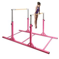 Our gymnastics parallel bars may be the best gift for your child. The parallel bars allow your children to get more exercise and develop their coordination skills. It is adjustable in 11 levels from 38'' to 55'' in height, and the parallel bars are designed to allow a variety of exercises, making it ideal for children aged 6-12. The parallel bars base is welded by triangular bracket A3 steel pipe, which can bear 220 pounds and has a stable structure. And double locks are designed on the parallel Ballet Bar, Gymnastics Equipment, Kids Gymnastics, Bamboo Bar, Gymnastics Training, Amazing Gymnastics, Gymnastics Mats, Wooden Poles, Pull Up Bar