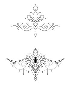 two different designs on the side of each other, one with a flower and another with leaves