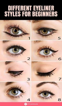 Basic Eyeliner Look, Basic Make Up For Beginners, How To Put Makeup On Step By Step, How To Make Up Step By Step, Easy Eyeliner For Beginners, Eye Liner Designs Eyeliner Styles, Different Eyeliner Looks, Step By Step Eyeliner, Different Eyeliner