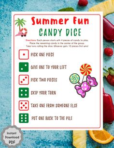 an image of a summer fun candy dice game