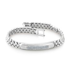 Platinum Kada, Bangles & Bracelets by Jewelove Men of Platinum Platinum diamond bracelet for men. PGI Code 23PTMKB22. Metal : Platinum  Platinum Purity : 95% Purity Mark : Pt 950 Estimated Weight : 37.01 grams  Diamond Weight : 0.47 cts. Diamond Clarity : VVS or SI (as selected above) Diamond Color : GH or IJ (as selected above) Diamond Grading Report : SGL Certificate of Authenticity : Platinum Guild International Platinum Bracelets For Men, Kada Bangles, Om Pendant, Platinum Bracelet, Platinum Rose Gold, Bangles Bracelets, Bracelet For Men, Personalized Bracelets, Diamond Color