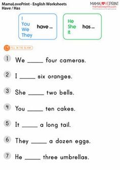 worksheet for english speaking and writing with pictures on it, including the words