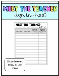 meet the teacher sign in sheet