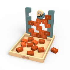 an image of a wooden toy set with blocks and numbers on it's surface