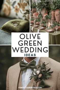 olive green wedding ideas with flowers and greenery