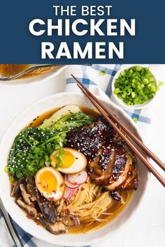 the cover of how to make homemade chicken shoyu ramen bowl with chopsticks