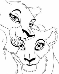 the lion and cub face is shown in this disney coloring page for kids to color