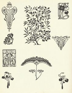 an old book with many different designs on it