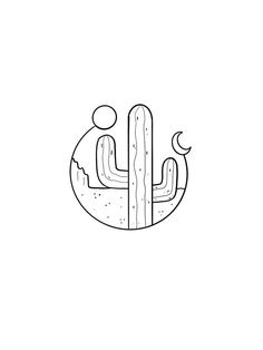 a black and white drawing of a cactus