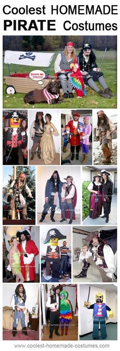 some people are dressed up in costumes and posing for pictures with the caption coolest homemade pirate costumes