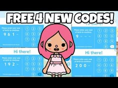 a cartoon girl with pink hair standing in front of a blue background that says, free new