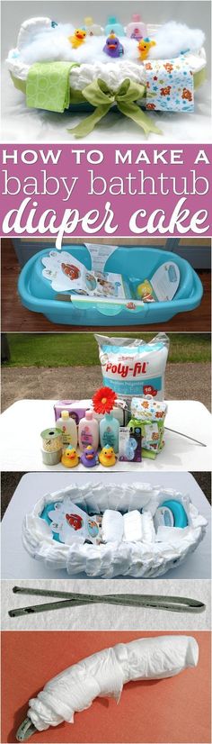 how to make a baby bathtub diaper cake - step by step instructions and pictures