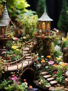 Delight in the whimsical charm of fairy garden miniatures. These tiny, magical landscapes are perfect for adding a touch of enchantment to your garden. Mini Fairy Village, How To Make Fairy Houses, Miniature Landscape, Fairy Tale Garden, Fairy Town, Fairy Kingdom, Large Fairy Garden Ideas, Fairy Garden Aesthetic