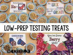 two pictures side by side with the words low - prep testing treats on them