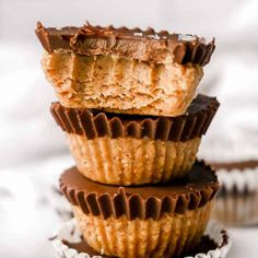 three peanut butter cups stacked on top of each other