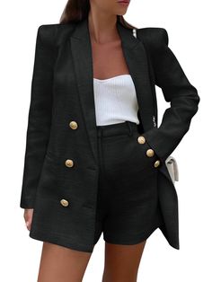 PRICES MAY VARY. Double Breasted closure Dry Clean Only" or "Hand Wash Only Suit With Shorts Women, Ceo Outfit Woman Boss, Blazer Shorts Outfit, Convention Outfits, Lawyer Outfits, Outfit Blazer, Shorts Sets, Professional Wardrobe, Outfit Design