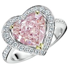 Luxury Heart Cut Sparkling Stones Jewelry, Luxury Pink Ruby Ring With Pave Setting, Luxury Heart Cut Gemstone Jewelry, Luxury Open Heart Diamond Jewelry, Pink Gia Certified Diamond Ring For Formal Occasions, Formal Pink Gia Certified Diamond Ring, Gia Certified Heart Diamond Rings, Gia Certified Heart Cut Diamond Ring, Pink Diamond Rings With Diamond Cut