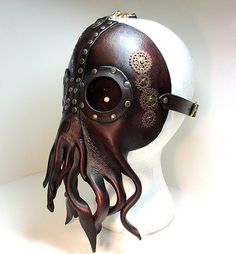 Steampunk Cthulhu Mask #Tentacles #Steampunk https://www.facebook.com/apolonis.aphrodisia Octopus Mask, Steampunk Architecture, Steampunk Octopus, Mode Steampunk, Mascaras Halloween, Steampunk Mask, Oc Stuff, Steampunk Ideas, Arte Robot