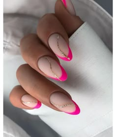 Wow Nails, Lines On Nails, Vibrant Nails, Makijaż Smokey Eye, Cute Gel Nails, Tip Nails, Round Nails, Short Acrylic Nails Designs, Nails Pink