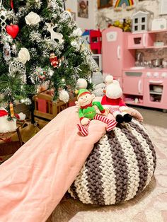 Image taken by @arya_dianes_world Mini Coffee Table, Knitted Pouffe, Round Footstool, Cream Throw, Christmas Gift For Kids, Plain Cushions