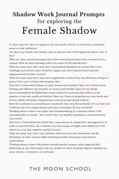 Shadow Journal Aesthetic, Dark Shadow Questions, Divine Female Energy, Womb Shadow Work, Dark Feminine Questions, Shadow Work For Betrayal, Divine Feminine Shadow Work Prompts, Divine Feminine Shadow Work, Lilith Journal Prompts