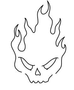 a black and white drawing of a fire face