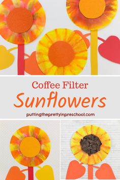 Create stunning coffee filter sunflowers in two different ways. An easy-to-do, all-ages craft and science project. Craft Ideas For Birthday, Sunflowers Crafts, Sunflower Craft, Prek Crafts, September Crafts, Halloween Crafting, Sunflower Crafts, November Crafts, Coffee Filter Crafts