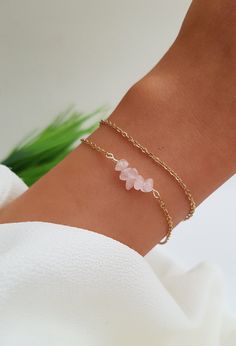 Natural Rose Quartz Bracelet, Rose Quartz Jewelry, Rose Quartz Fertility Bracelet, Fertility Crystal Jewelry, Mom To Be Gift, Fertility Gift This delicate Fertility bracelet is made of the natural Rose Quartz crystals with an 18K gold plated adjustable chain. All of our jewelry is handmade and every stone is handpicked for the best quality. the color and size of each stone are natural, unique, and individual. our tiny  Rose quartz fertility bracelet is a great gift for a friend, girlfriend, and Rose Quartz Accessories, Fertility Crystals, Fertility Bracelet, Rose Quartz Jewelry, Friend Girlfriend, Rose Quartz Bracelet, Mom To Be, Quartz Jewelry, Quartz Crystals