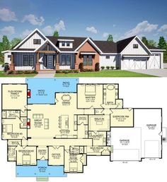 the floor plan for this house is very large and has two garages on each side