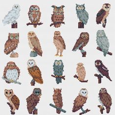 cross stitch owl pattern on white background