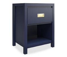 an image of a night stand with a light on it's side and the drawer open