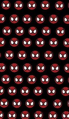 spiderman wallpaper with many faces and eyes on black background, all in different colors