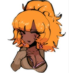 a drawing of a woman with orange hair