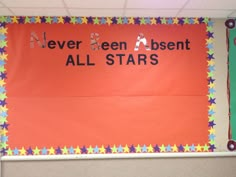 Board for Perfect attendance. Made by Staff at Miami Elementary School. Attendance Display, Attendance Board Ideas, Attendance Incentives, Attendance Board, Staff Bulletin Boards, Attendance Chart, Counseling Bulletin Boards, Perfect Attendance, School Attendance