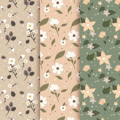 four different floral patterns in pastel colors