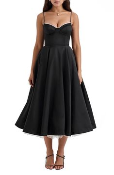 HOUSE OF CB Mademoiselle Bustier Stretch Satin Midi Dress | Nordstrom House Of Cb Tatiana Dress, Tea Length Party Dress With Boned Bodice, Evening Dresses With Boned Bodice, Tea Length, A-line Satin Corset Dress With Boned Bodice, Evening Tea-length Corset Dress With Fitted Bodice, Evening Tea Length Corset Dress With Fitted Bodice, Tea Length Corset Dress With Fitted Bodice For Evening, Fitted Tea Length Corset Dress For Party, Party Tea Length Fitted Corset Dress